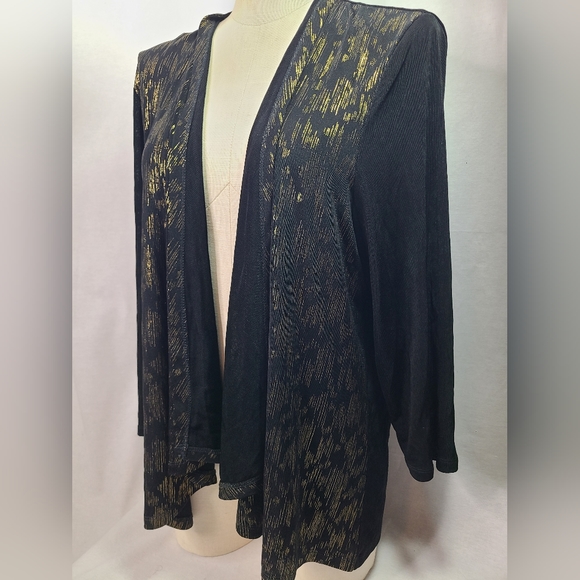 Tanjay black cardigan with gold accents Size Large - Picture 2 of 5